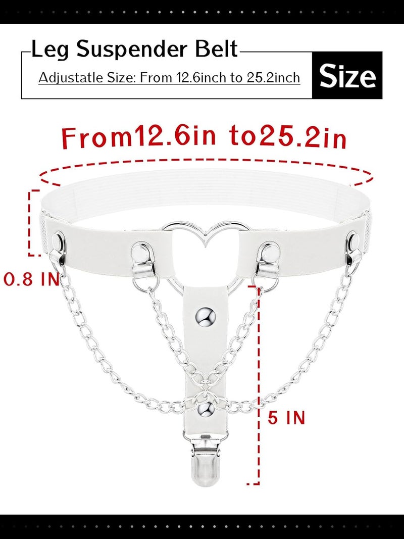 Lorealri Store Thigh High Garter Belt Adjustable Rock Heart Gothic Leg Suspender Belts Rave Party Thigh Lingerie for Women(2 PCs) - Image 4